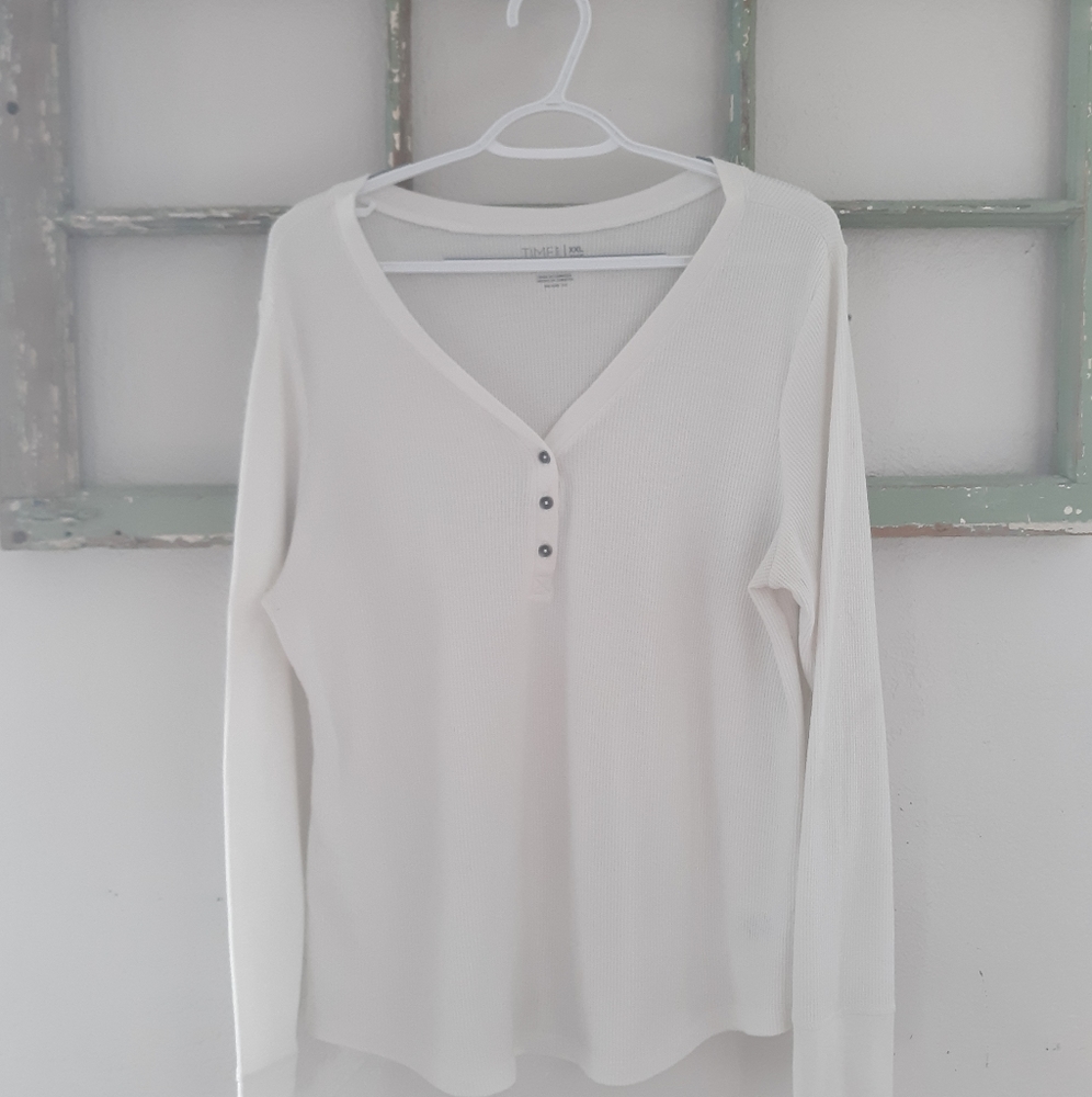 Off White Waffle Henley